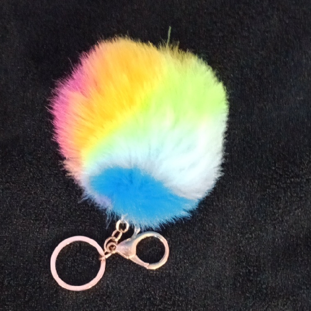 Rainbow Fluffy Keychain